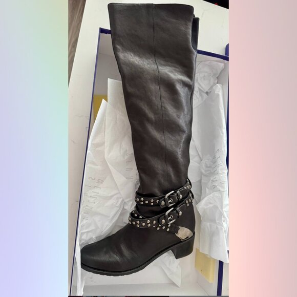 Stuart Weitzman “Yeeha” Tall Black Leather Boots – Size 7 - Picture 4 of 10